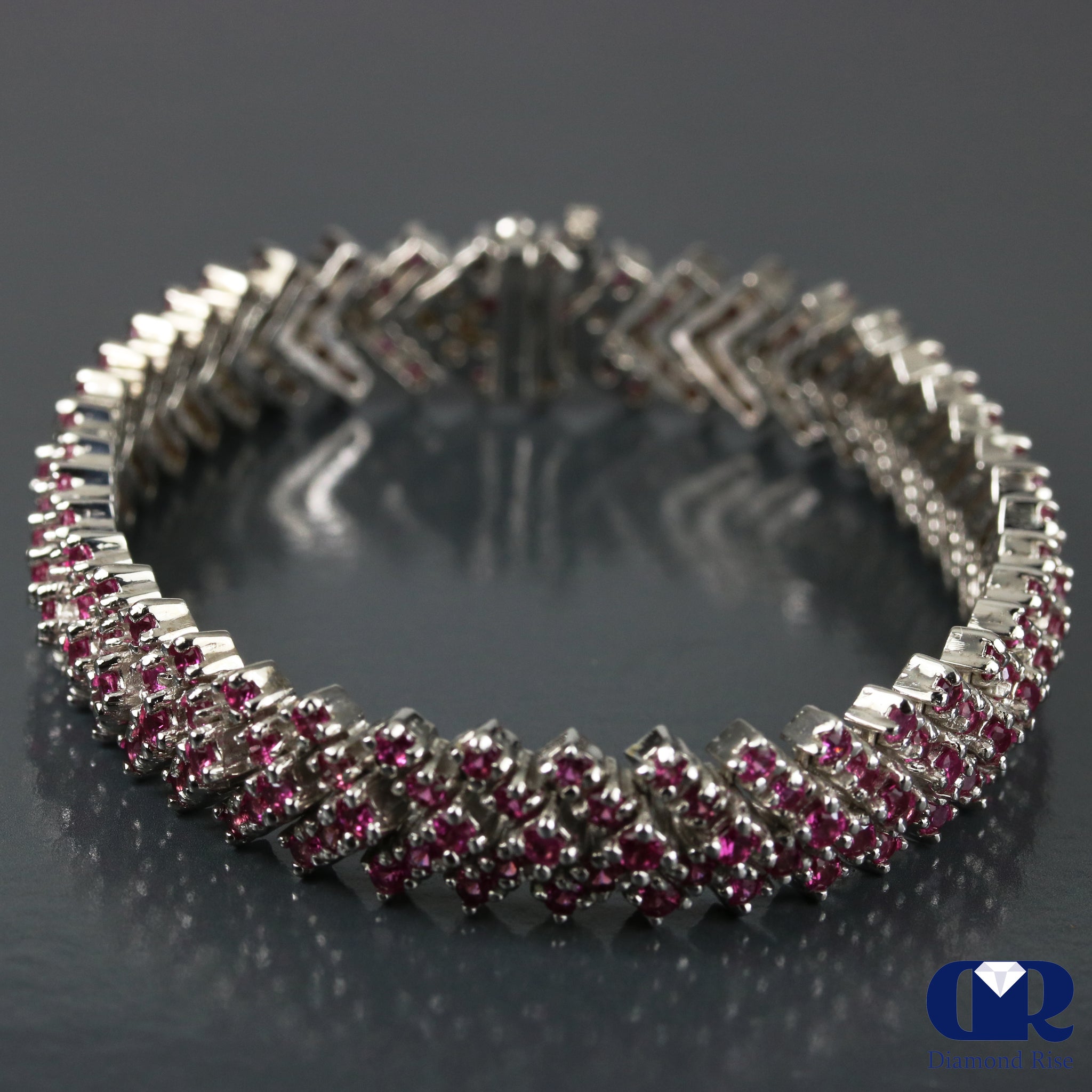 The Tiburon: Natural Ruby and Diamond Tennis Bracelet in Yellow Gold